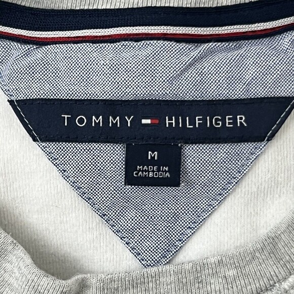 Tommy Hilfiger Womens Size Medium Gray White Color Block Sweatshirt - Picture 3 of 3